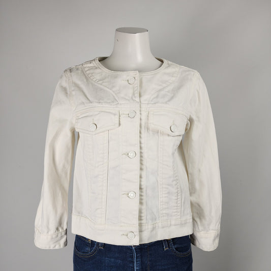 White Denim Collarless Jean Jacket Size S/M