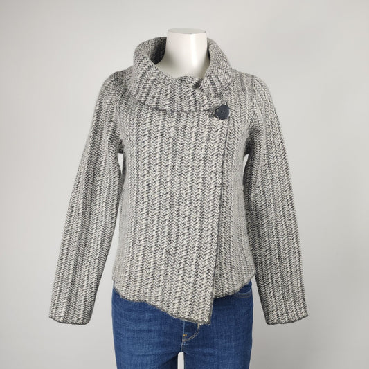 Ellen Tracy Grey Knit Button Up Knit Cardigan Jacket Size L