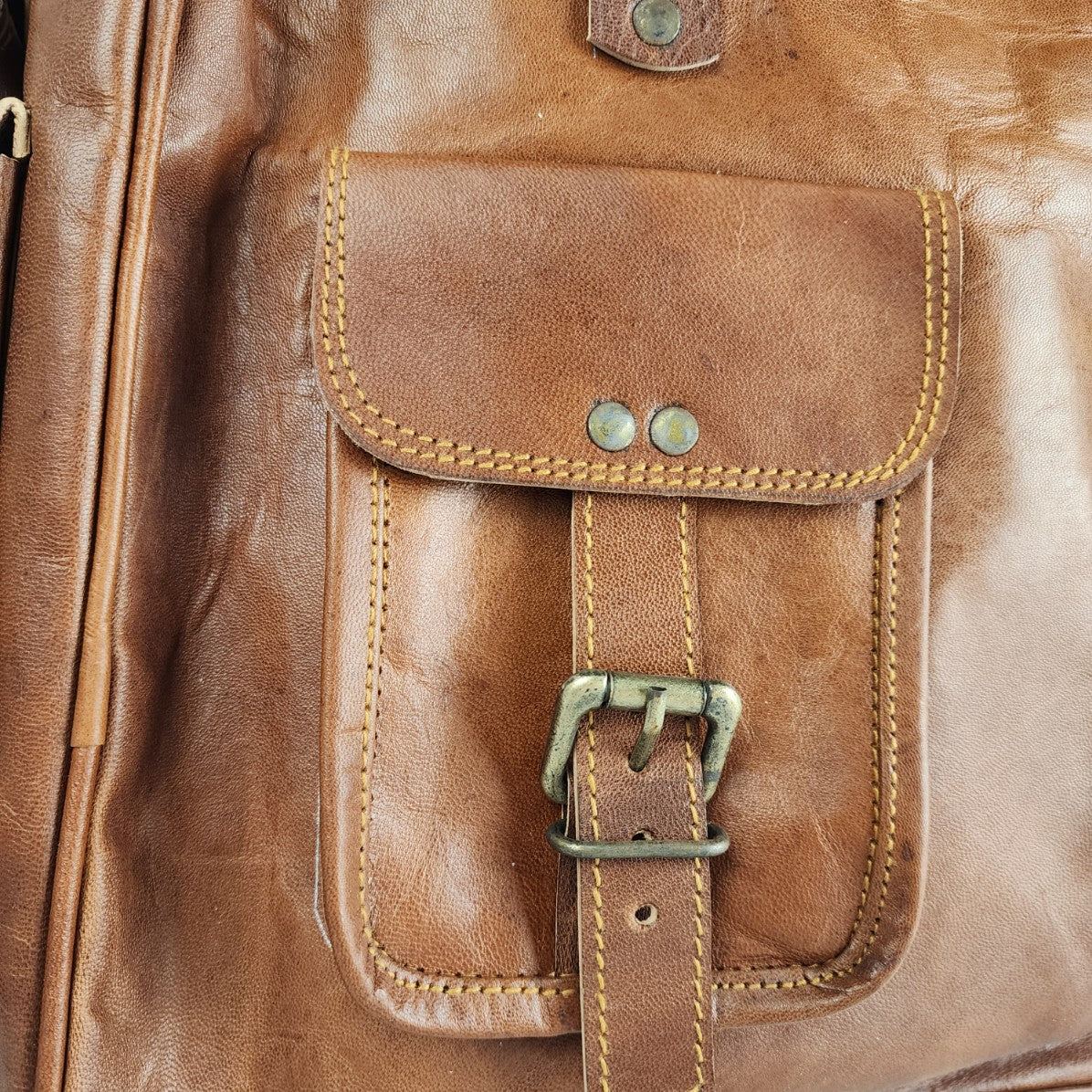 Vintage Brown Leather Briefcase Tote Bag