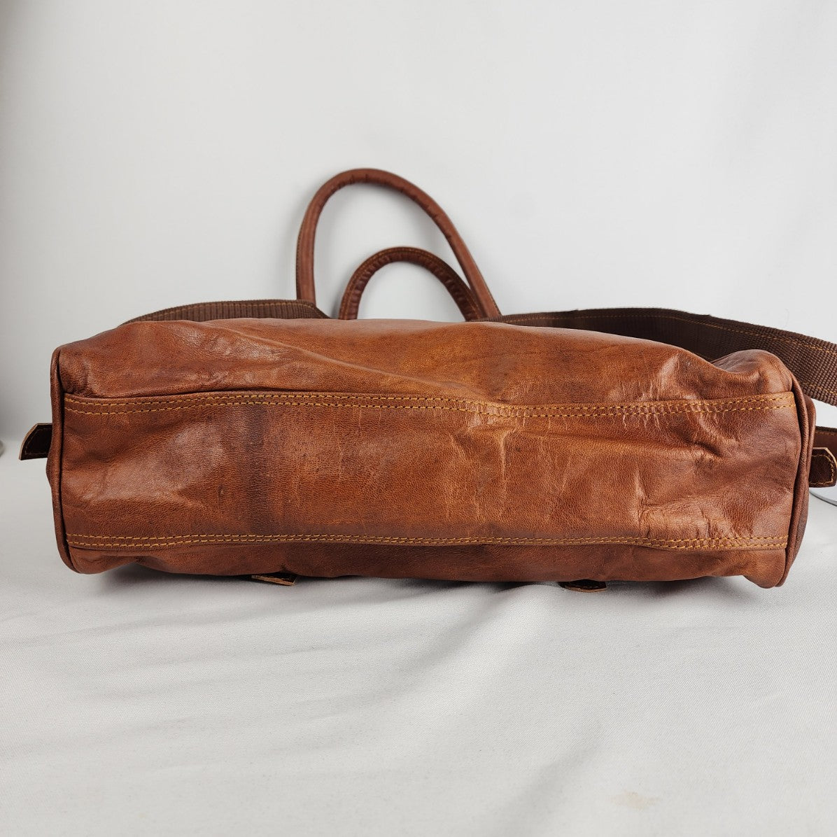 Vintage Brown Leather Briefcase Tote Bag