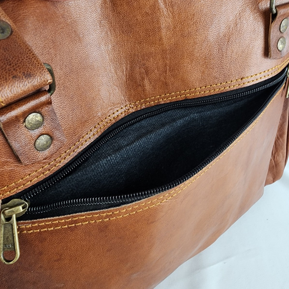 Vintage Brown Leather Briefcase Tote Bag