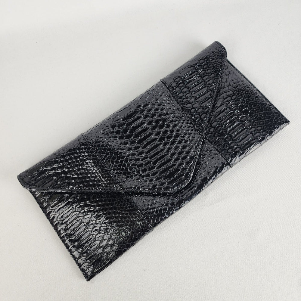 Urban Expressions Black Croc Print Envelope Clutch Purse