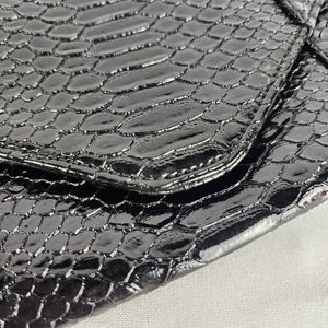 Urban Expressions Black Croc Print Envelope Clutch Purse