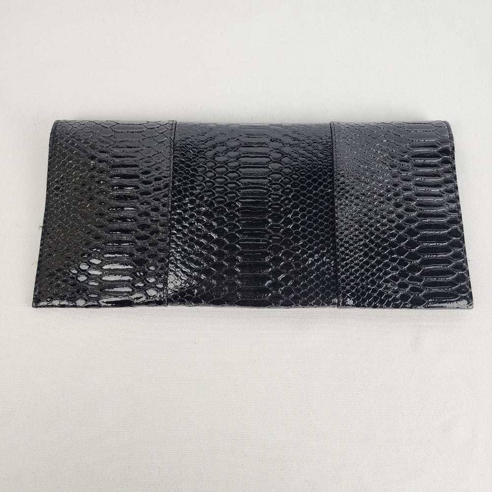 Urban Expressions Black Croc Print Envelope Clutch Purse