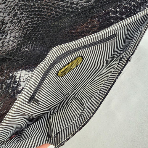 Urban Expressions Black Croc Print Envelope Clutch Purse