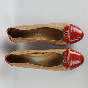 Hispanitas Brown & Red Leather Wedge Heel Shoes Size 9