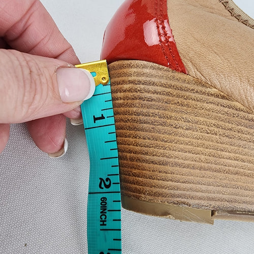 Hispanitas Brown & Red Leather Wedge Heel Shoes Size 9