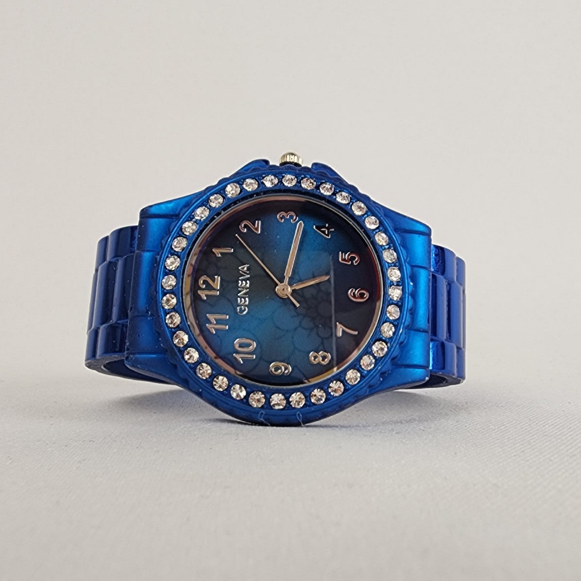 Geneva Blue Metallic Hinge Watch