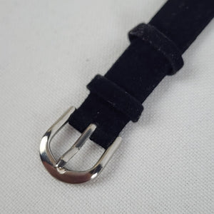 Quartz Silver & Rhinestone Black Band Watch