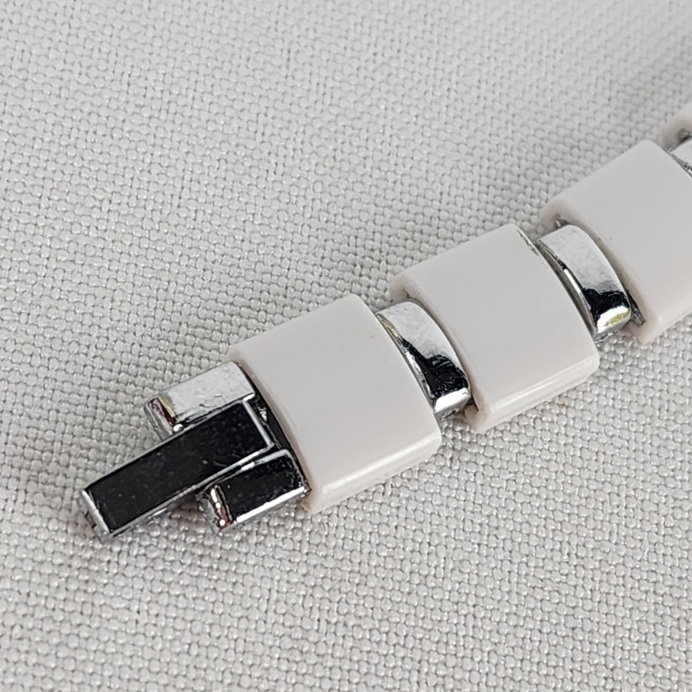 White & Silver Rhinestone Quartz Watch