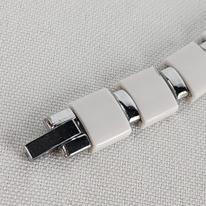 White & Silver Rhinestone Quartz Watch