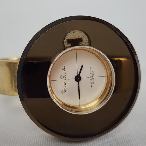 Vintage Marcel Boucher Brown Lucite 17 Jewels Gold Hinge Watch