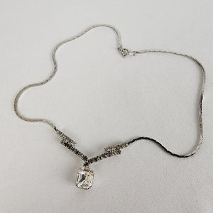 Silver Faceted Stone Crystal Necklace