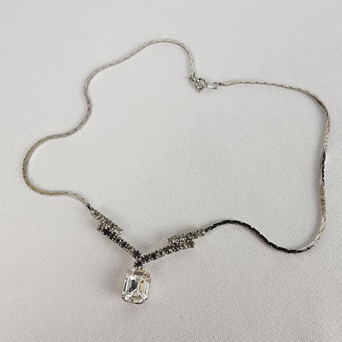 Silver Faceted Stone Crystal Necklace