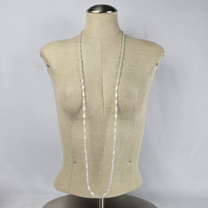 Vintage Glass White Beaded Long Necklace