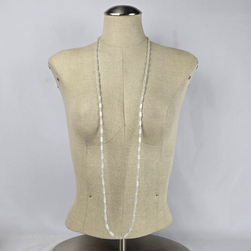 Vintage Glass White Beaded Long Necklace