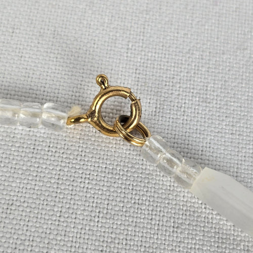 Vintage Glass White Beaded Long Necklace
