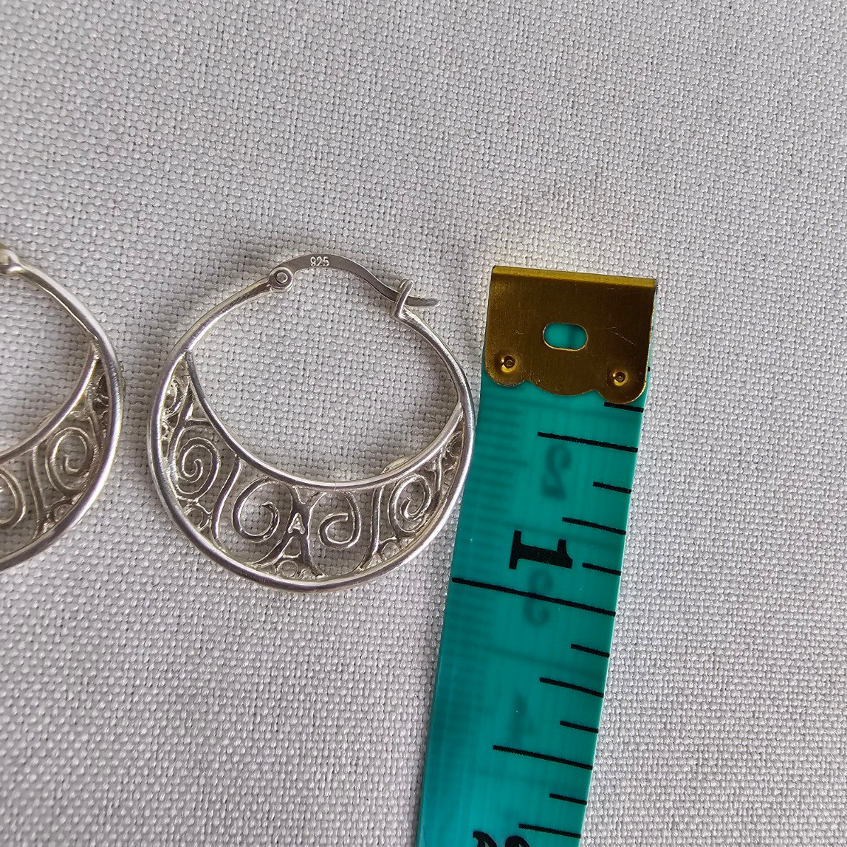 925 Sterling Silver Fillagree Hoop Earrings