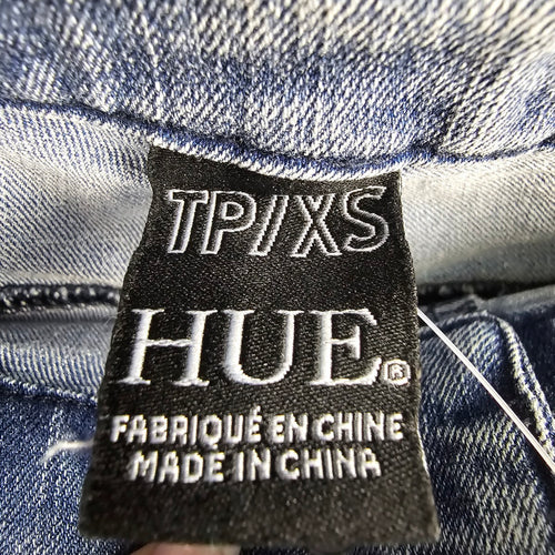 Hue High Rise Denim Flare Legging Raw Hem Jeans Size XS
