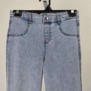 Hue High Rise Denim Flare Legging Raw Hem Jeans Size XS