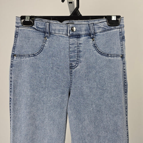 Hue High Rise Denim Flare Legging Raw Hem Jeans Size XS