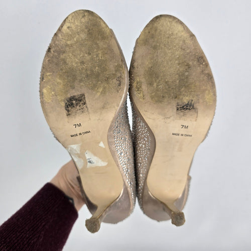 Le Chateau Gold Sparkle D'Orsay Heels Size 7