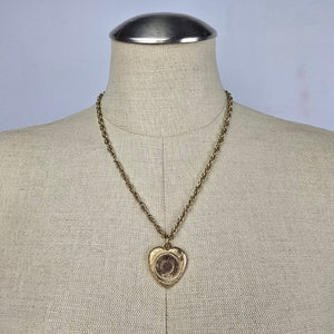 Vintage Gold Tone PTL Portrait Pendant Chain Necklace