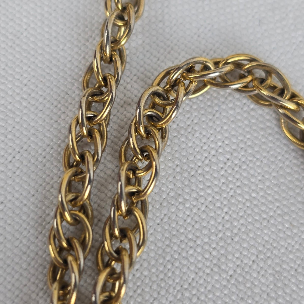 Vintage Gold Tone PTL Portrait Pendant Chain Necklace