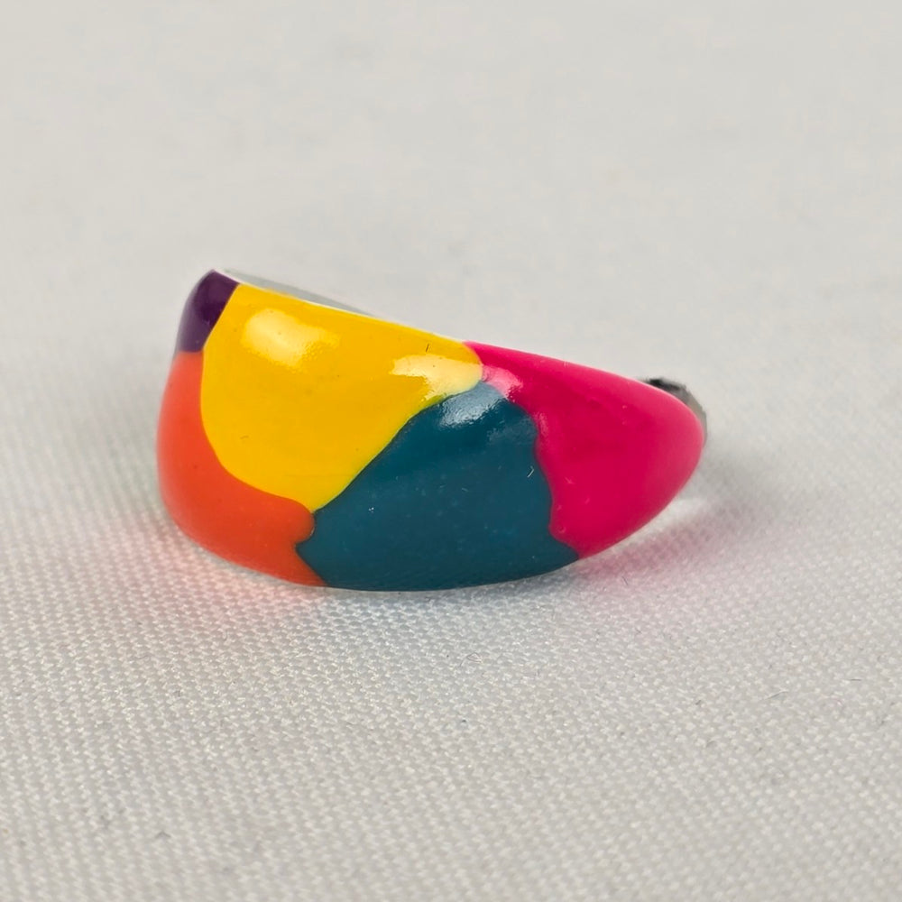 Vintage 90s Colorful Painted Metal Hoop Earrings