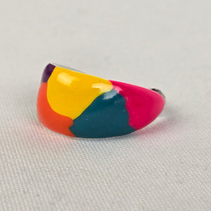 Vintage 90s Colorful Painted Metal Hoop Earrings