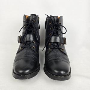 Souliers Sézane Black Leather Combat Boots Size 10