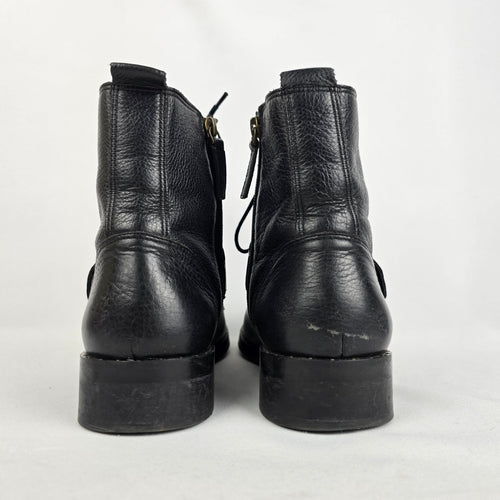 Souliers Sézane Black Leather Combat Boots Size 10