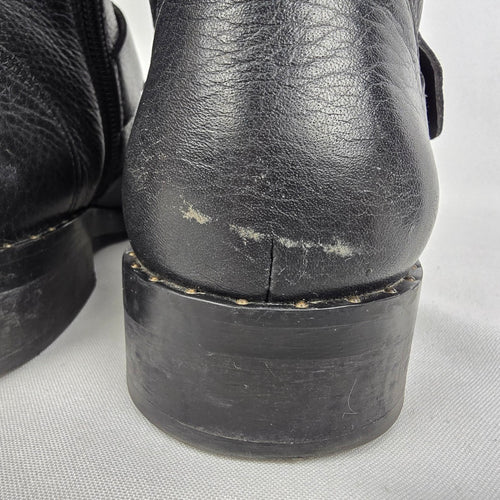 Souliers Sézane Black Leather Combat Boots Size 10