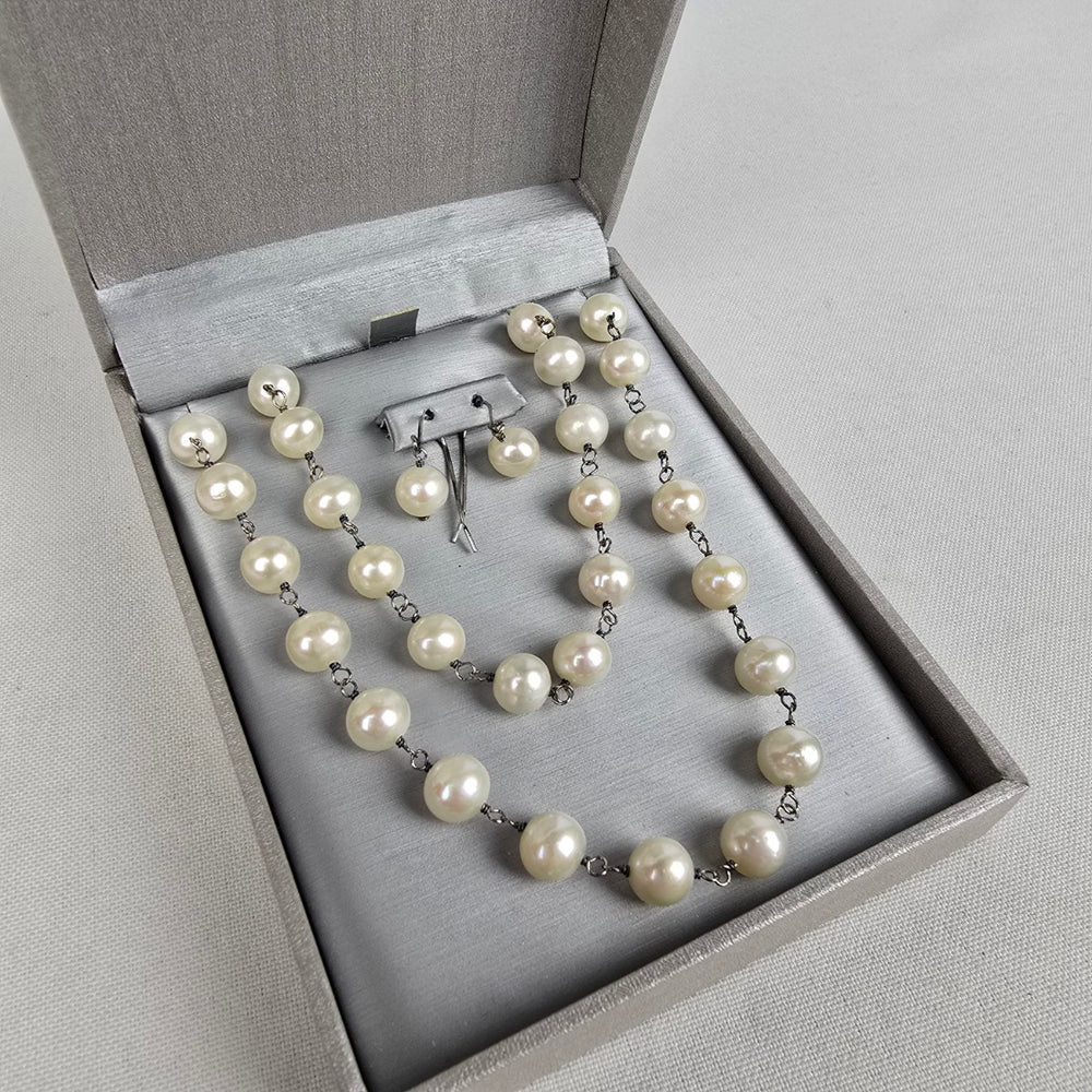Peoples Pearl & 925 Sterling Silver Necklace Bracelet & Earring Set