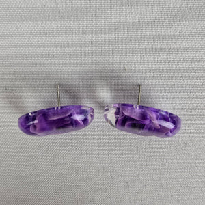 Vintage Purple Rose In Resin Stud Earrings