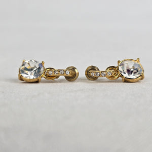 Gold Tone Crystal Drop Hoop Earrings