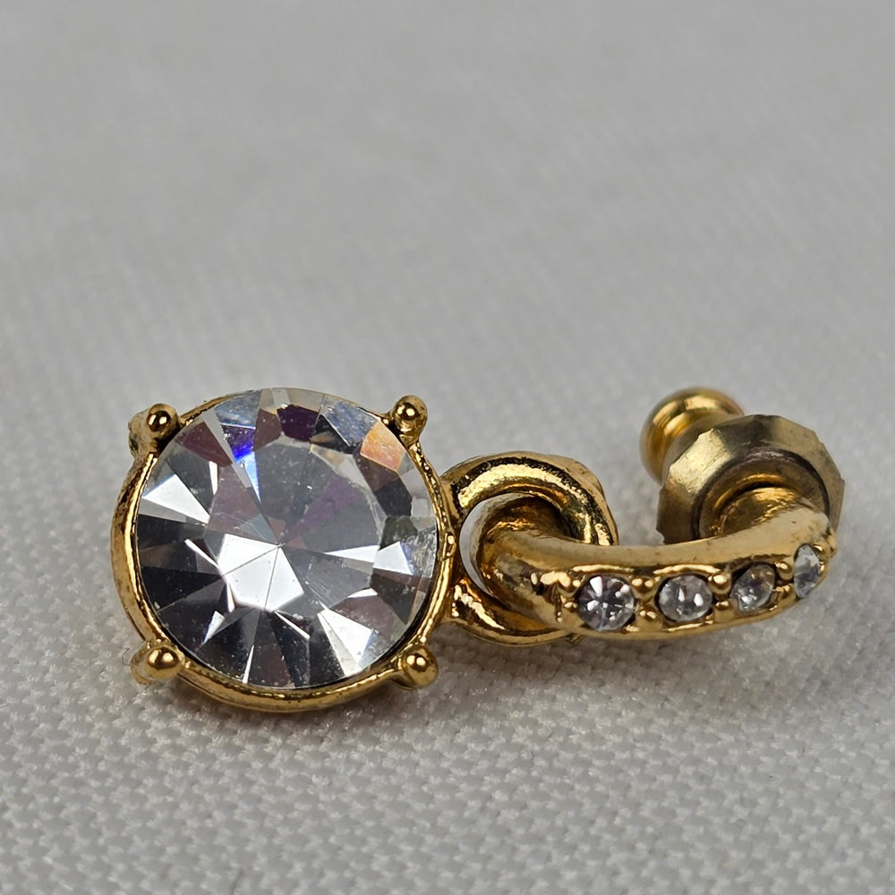 Gold Tone Crystal Drop Hoop Earrings