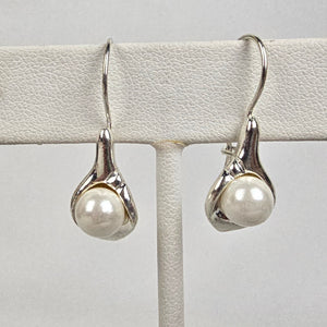Silver Tone Faux Pearl Cali Lilly Drop Earrings