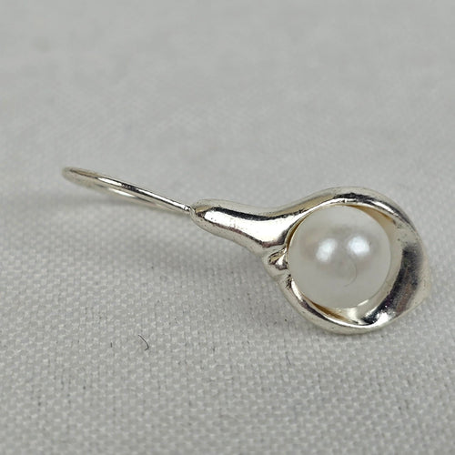 Silver Tone Faux Pearl Cali Lilly Drop Earrings