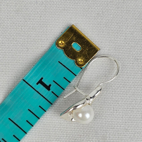 Silver Tone Faux Pearl Cali Lilly Drop Earrings