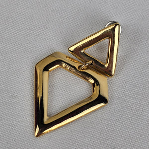 Vintage Gold Tone Triangle Drop Earrings