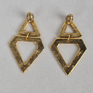 Vintage Gold Tone Triangle Drop Earrings