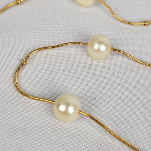 Vintage Avon Gold Tone Faux Pearl Chain Necklace