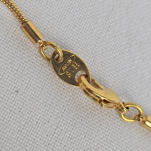 Vintage Avon Gold Tone Faux Pearl Chain Necklace
