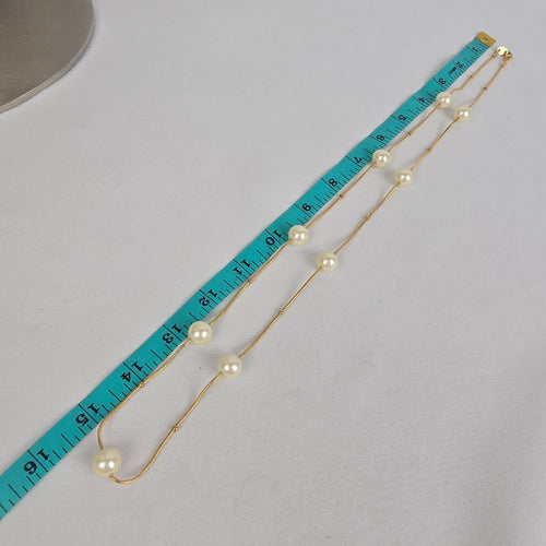 Vintage Avon Gold Tone Faux Pearl Chain Necklace