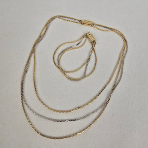 Vintage Avon Multi Tone Chain Necklace & Bracelet Set