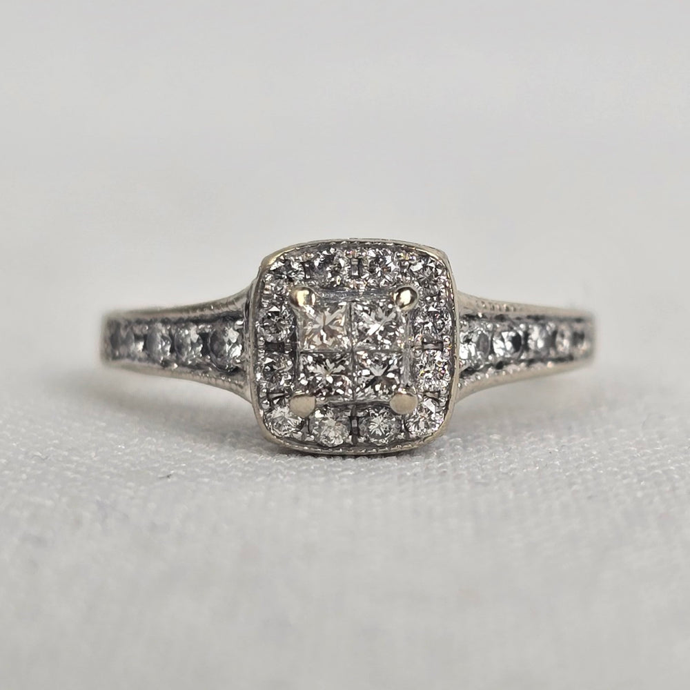 MHJ 14kt White Gold .40ct Diamond Princess Cut Wedding Ring Size 5