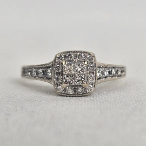 MHJ 14kt White Gold .40ct Diamond Princess Cut Wedding Ring Size 5