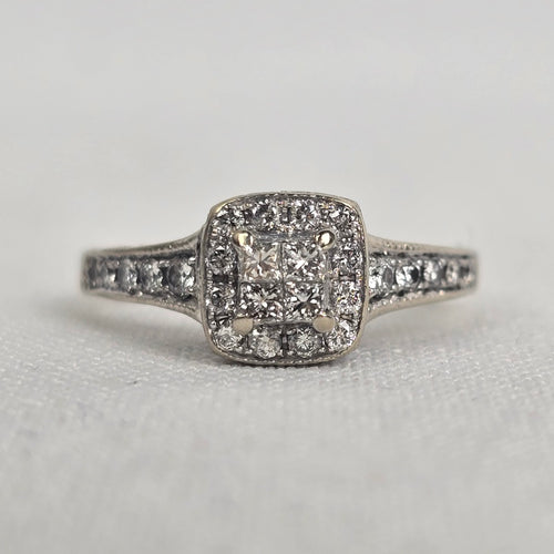 MHJ 14kt White Gold .40ct Diamond Princess Cut Wedding Ring Size 5