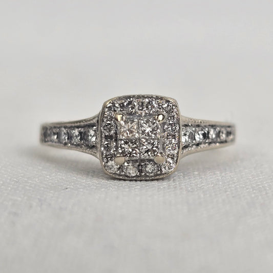 MHJ 14kt White Gold .40ct Diamond Princess Cut Wedding Ring Size 5